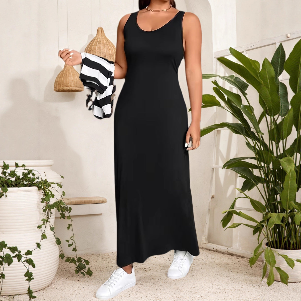 Women's Plus Size Striped Two-Piece Set