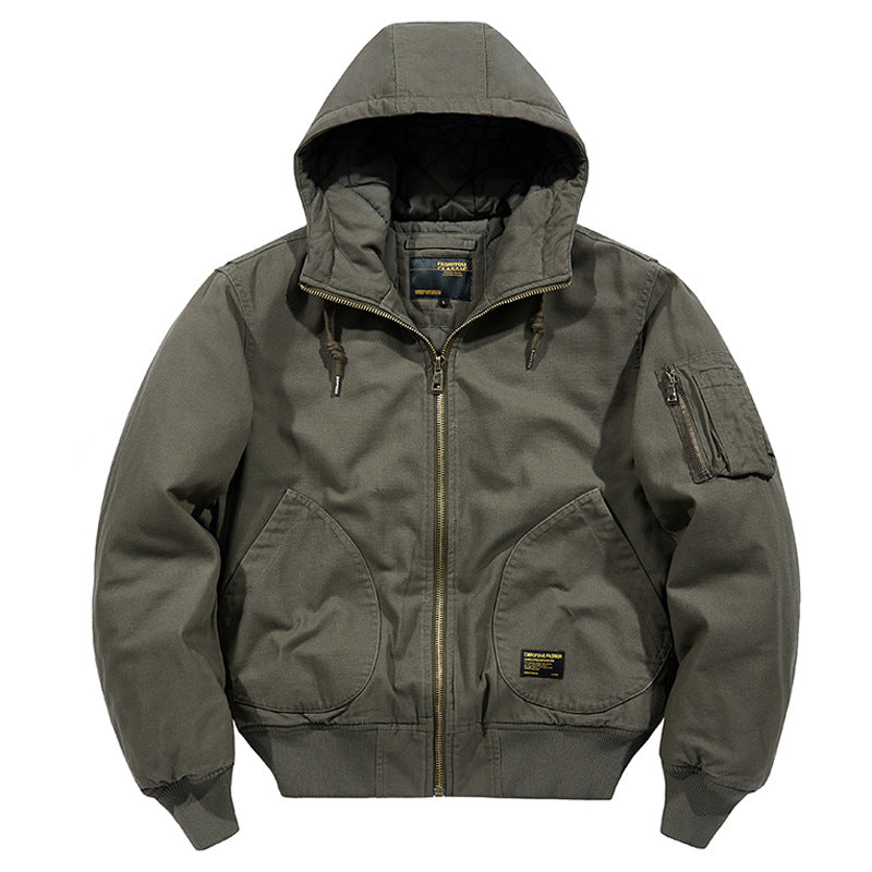Men's Plus Size Washed Cotton Flight Jacket
