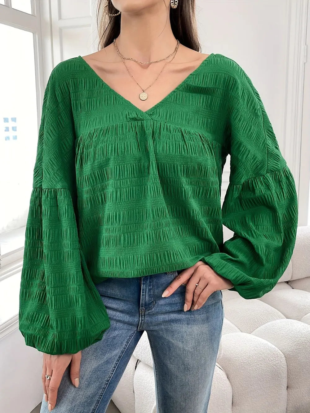 Women's Plus Size Solid Long-Sleeve Shirt
