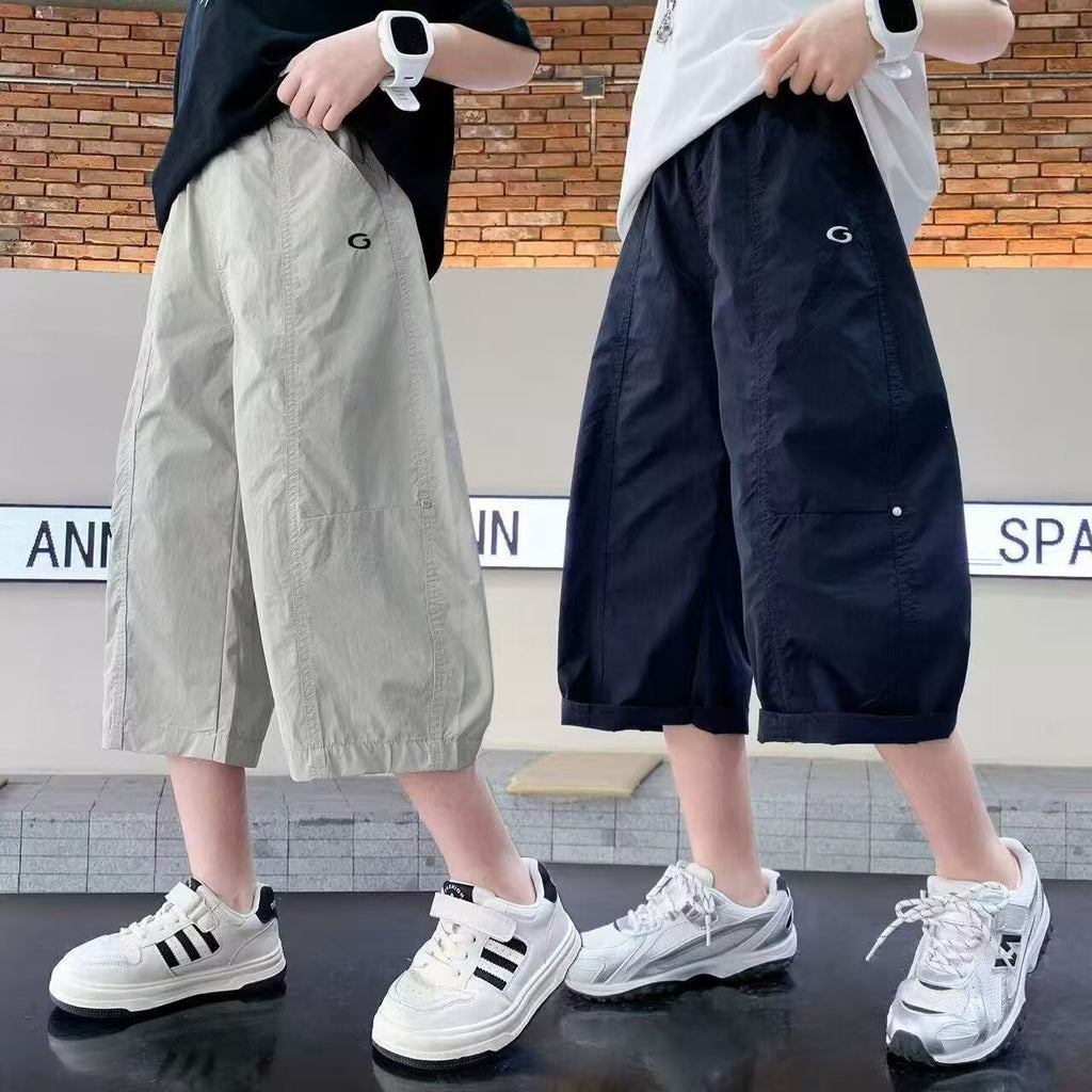 Kids’ Quick-Dry Wide-Leg Cargo Capri Pants