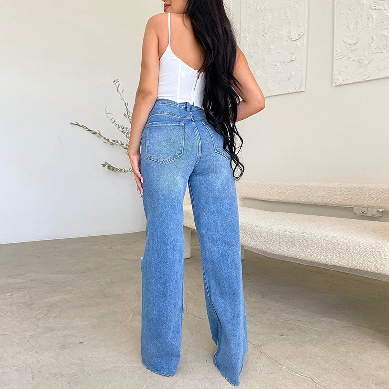 Women's Plus Size Wide-Leg Denim High-Waist Jeans