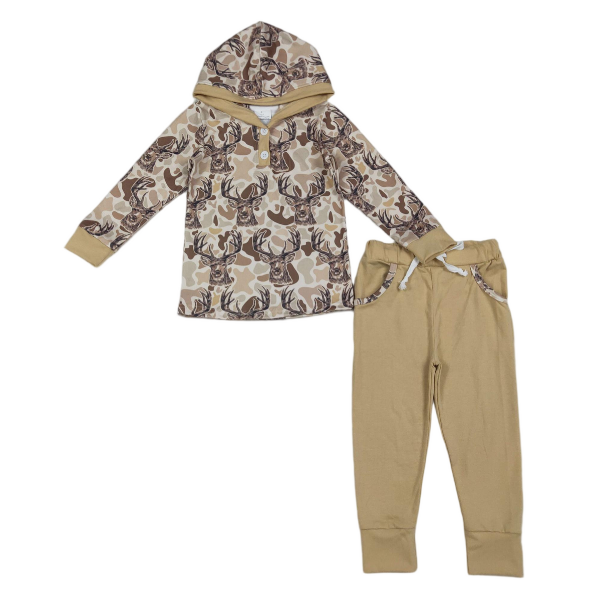 Boys’ Camo Deer Hoodie & Pants Set