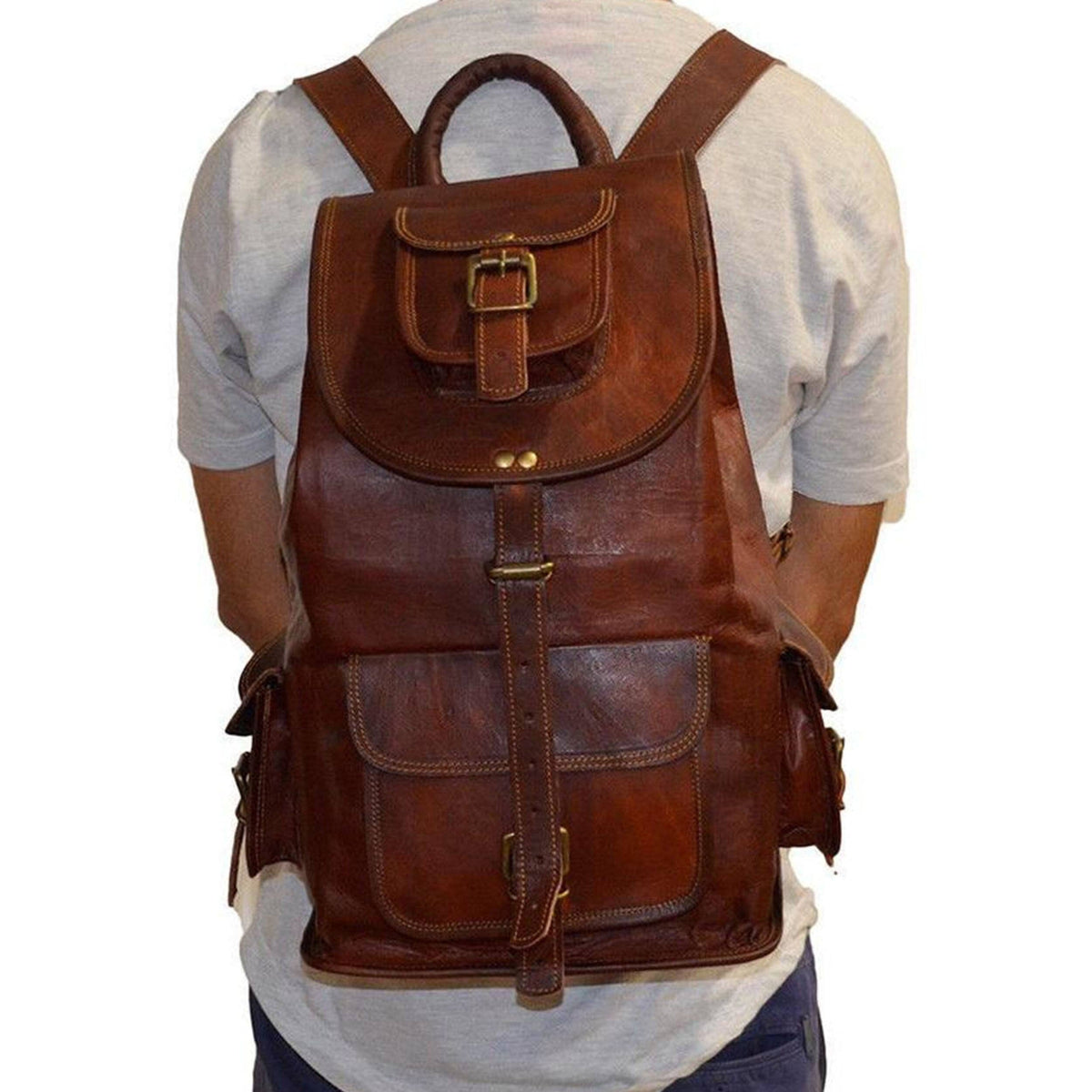 Classy Leather Bags Outdoor Hiking Backpack