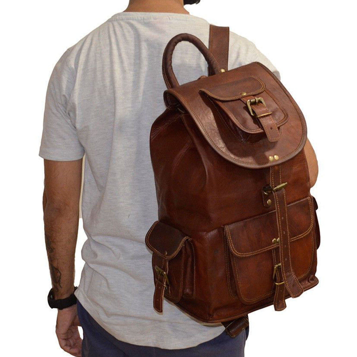 Classy Leather Bags Outdoor Hiking Backpack