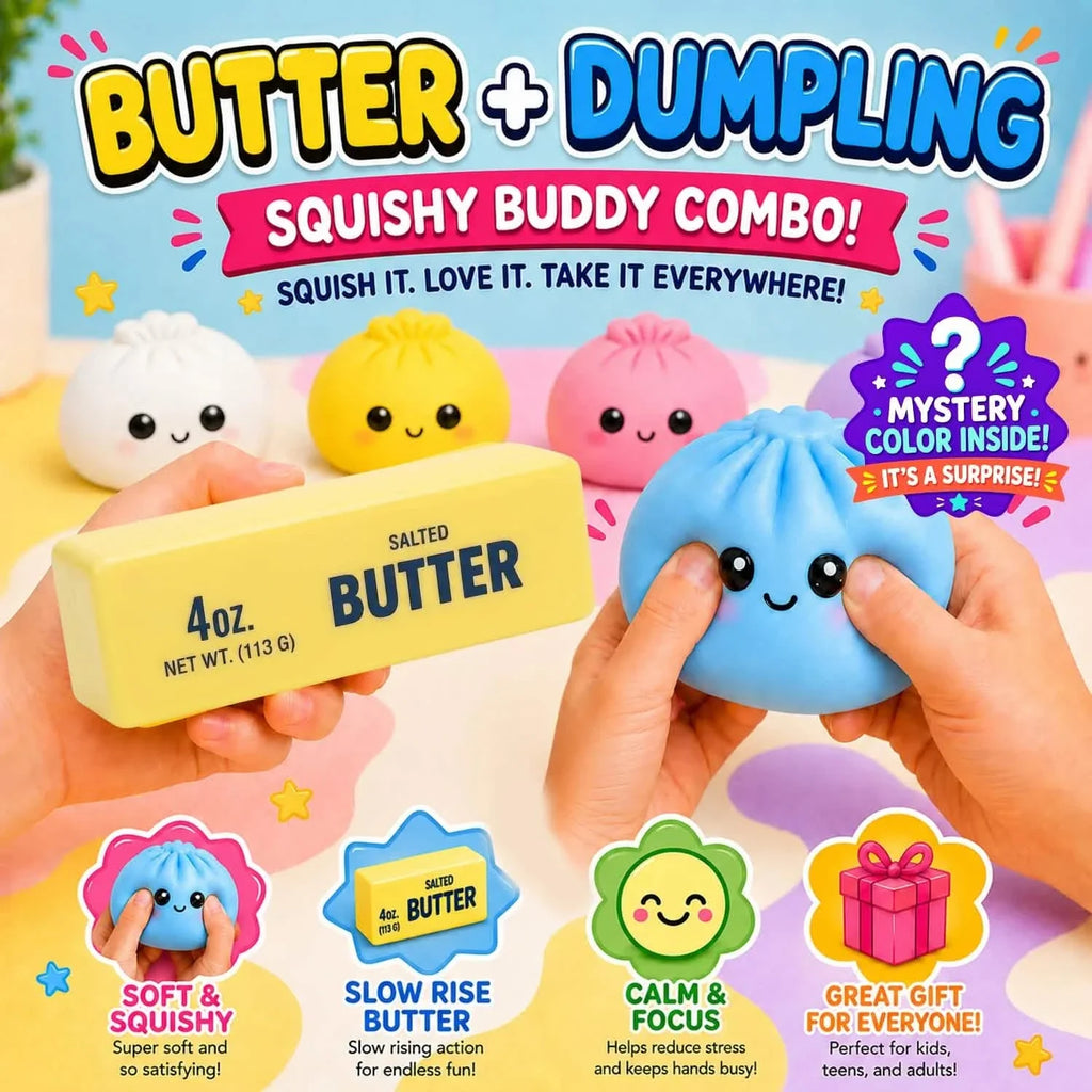 Squishy Dumpling & Butter Fidget Toy Set