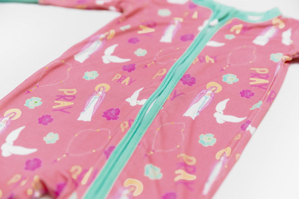 Baby Prayer Print Bamboo Footed Pajamas
