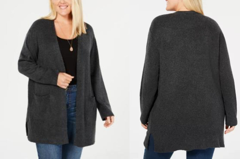 Style & Co. Women’s Plus-Size Heathered Cardigan with Ribbed Trim