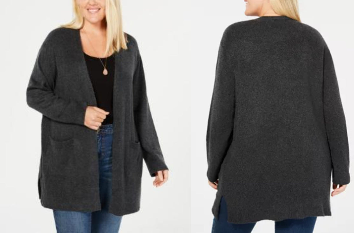 Style & Co. Women’s Plus-Size Heathered Cardigan with Ribbed Trim