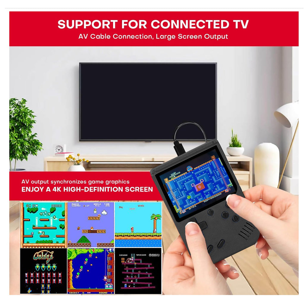 Mini Handheld Arcade Console — 400 Games, Black