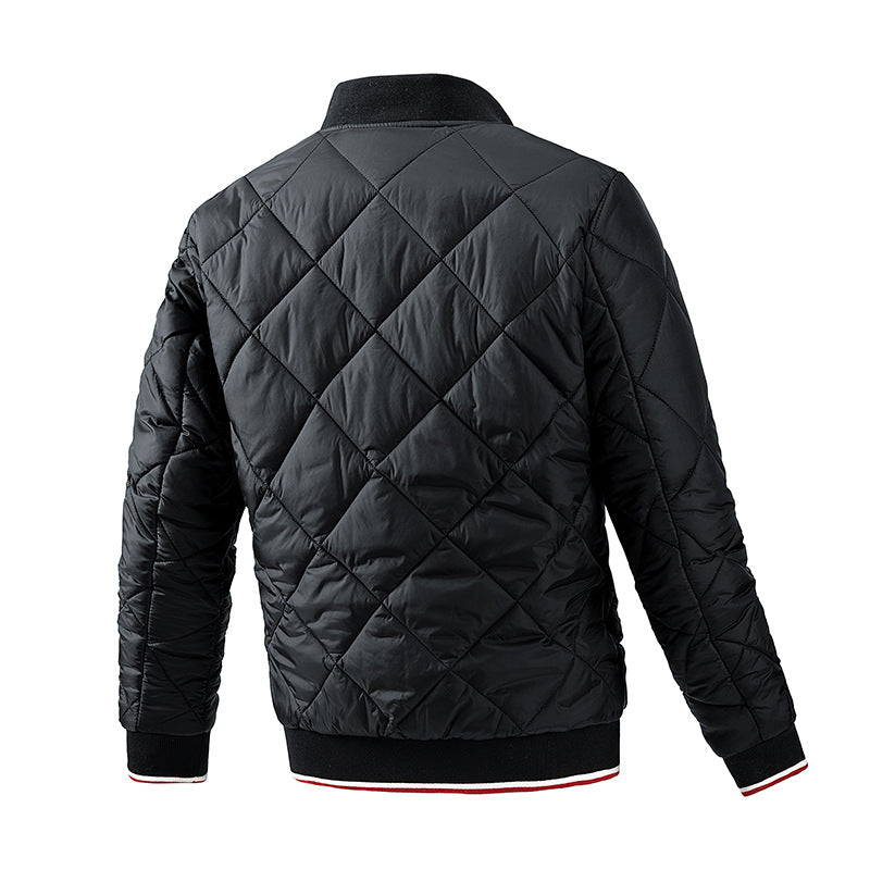 Men's Plus Size Diamond-Quilted Baseball-Collar Jacket