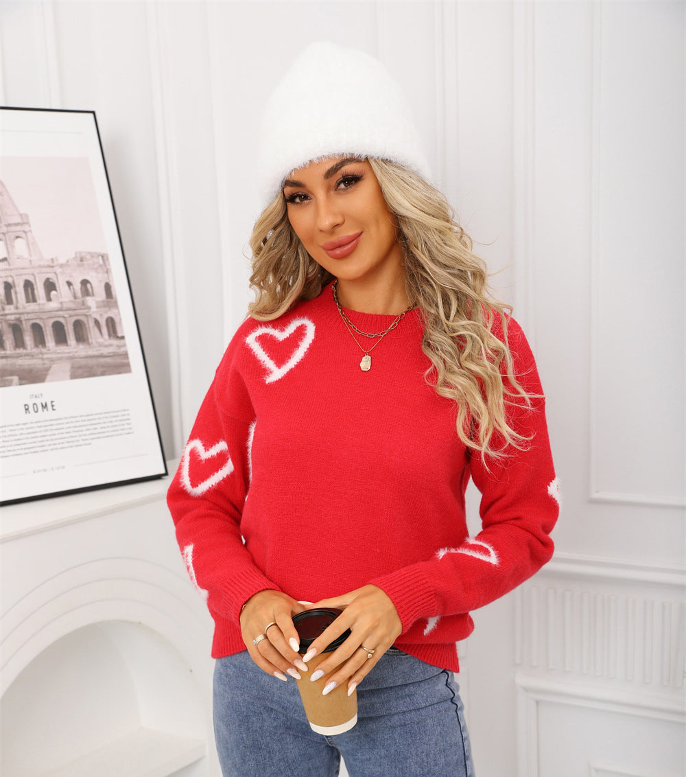 Heart Crewneck Pullover Sweater