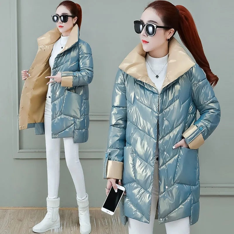 Quilted Hooded Long Parka Coat