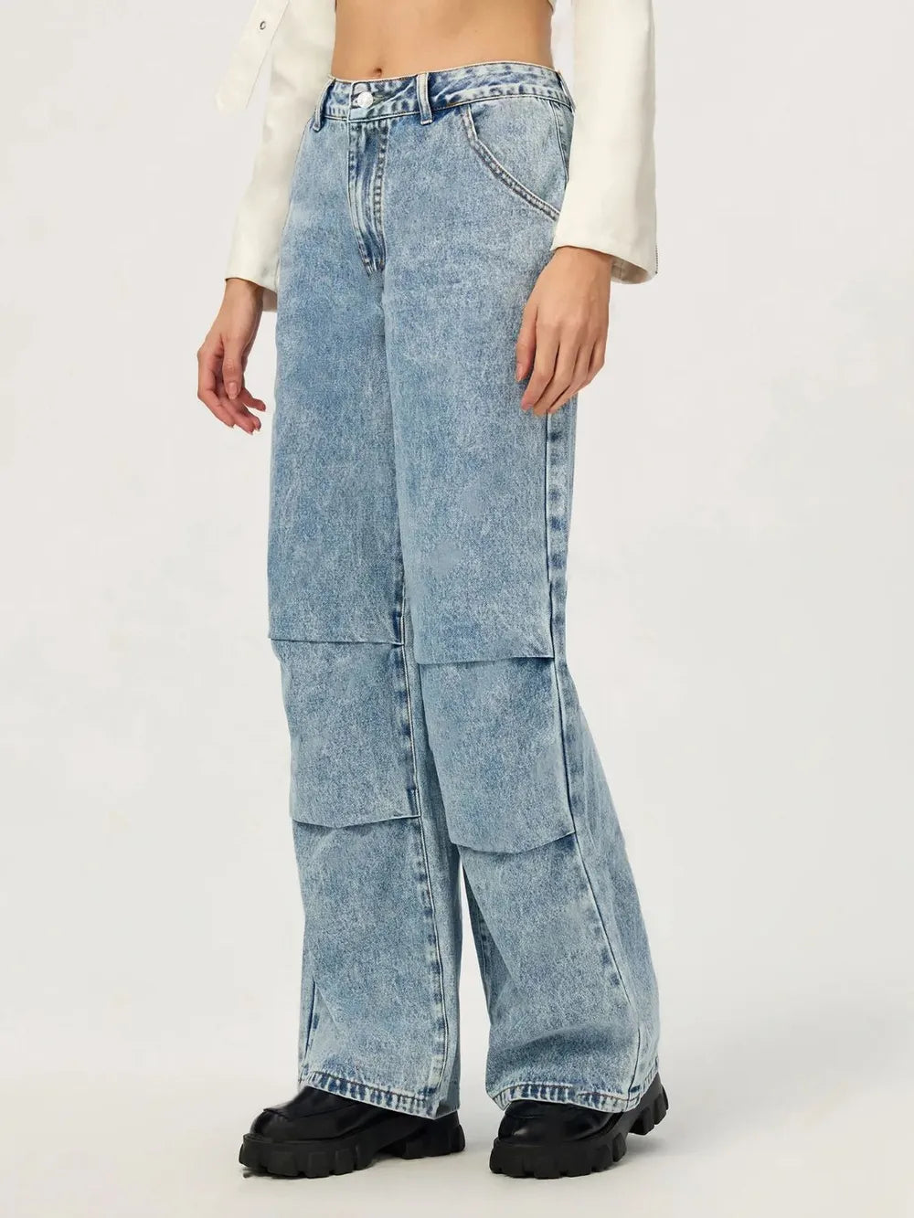 Wide-Leg Cotton-Blend Jeans