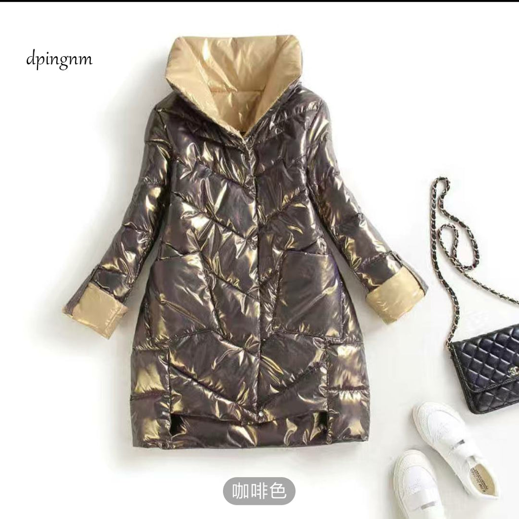 Quilted Hooded Long Parka Coat