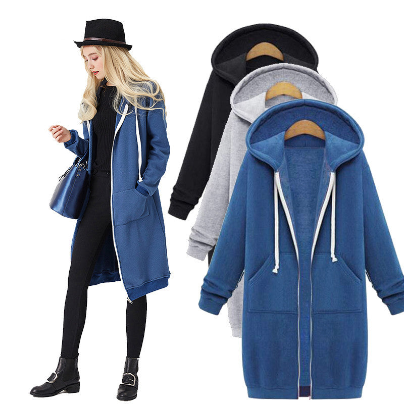 Women's Plus Size Fleece-Lined Hooded Zip Jacket