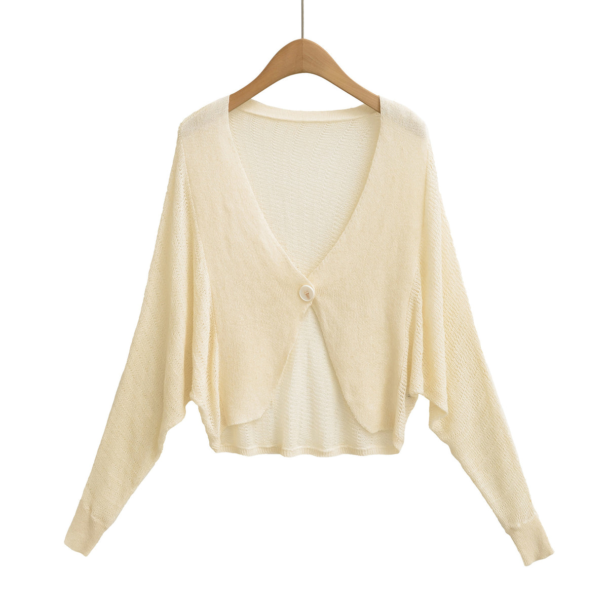 Single-Button V-Neck Cardigan