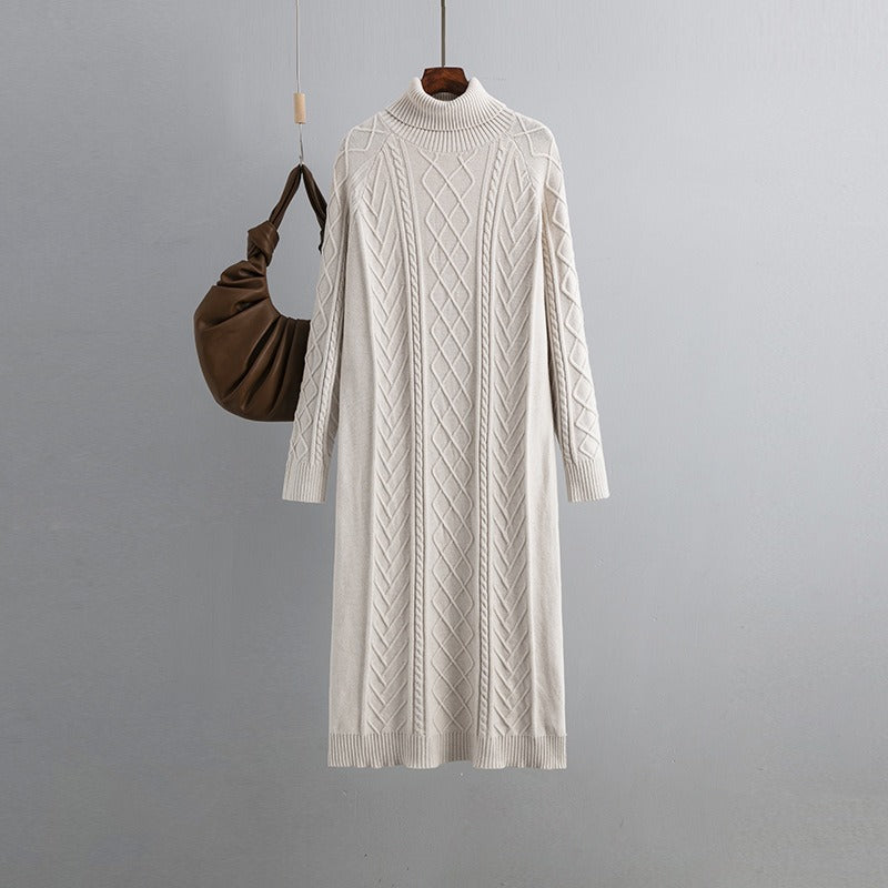Women's High-Neck Midi Sweater Dress