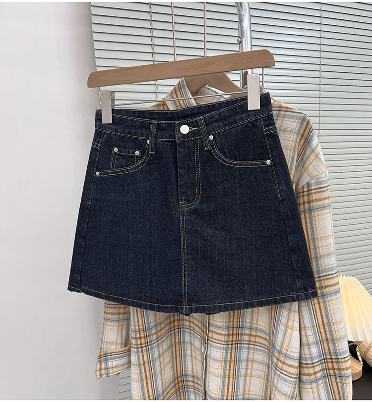 Women's Plus Size Denim High-Waist Skirt