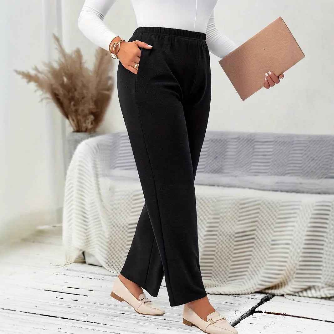 Women's Plus Size Elastic-Waist Straight-Leg Pants