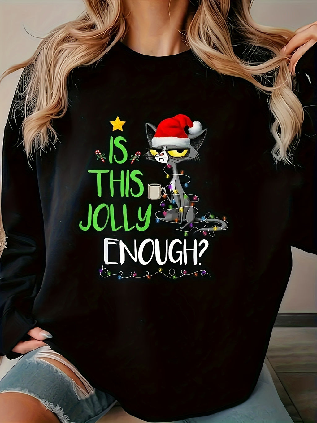 Women's Plus Size Christmas Graphic Sweatshirt