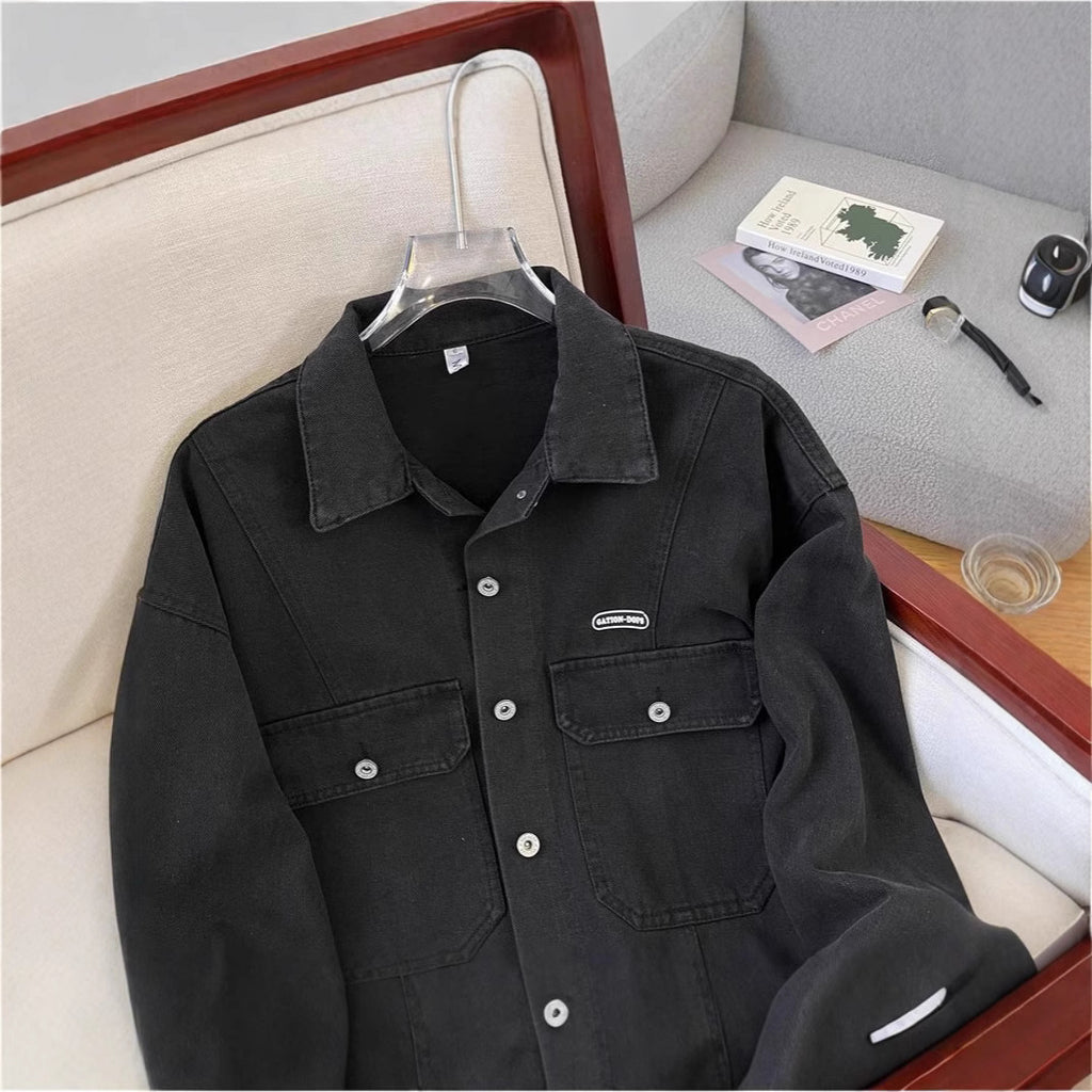 Women's Plus Size Loose-Fit Black Denim Jacket
