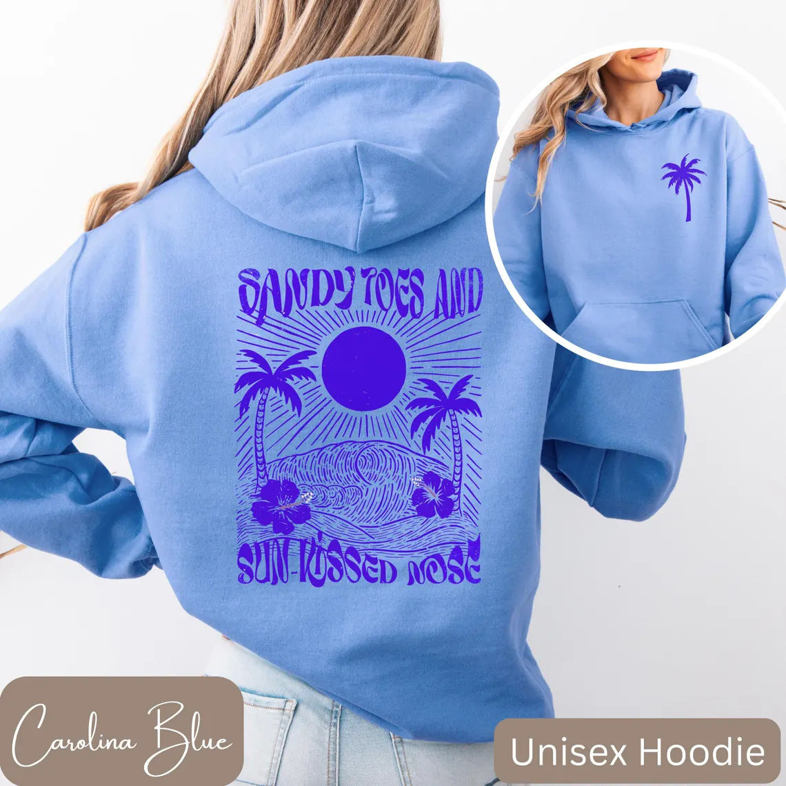 Palm & Floral Print Oversized Pullover Hoodie