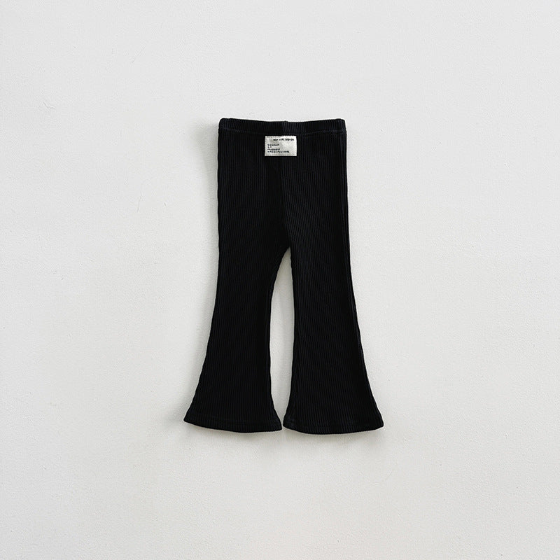 Girls’ Solid-Color Stretch Flared Pants