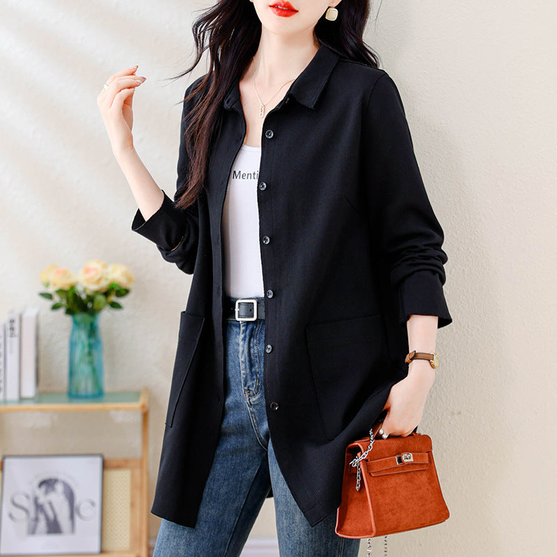 Women's Plus Size Mid-Length Shirt Jacket