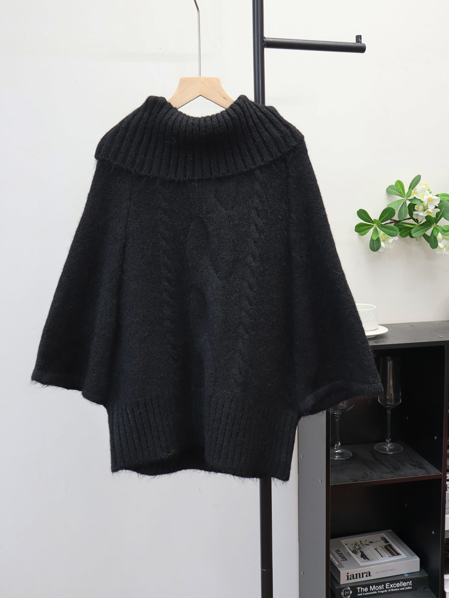 Cable-Knit Cape Sweater