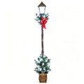 6.1 Feet Christmas Pre-Lit Street Lamp with Artificial Greenery and Snow-flocked Branch Tips