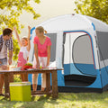 5-Person Camping Tent with Mesh Windows & Carry Bag — Blue/White