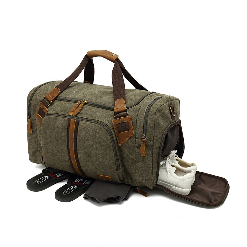 Canvas & Full-Grain Leather Travel Duffle Bag