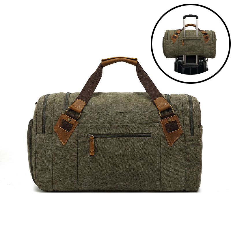 Canvas & Full-Grain Leather Travel Duffle Bag