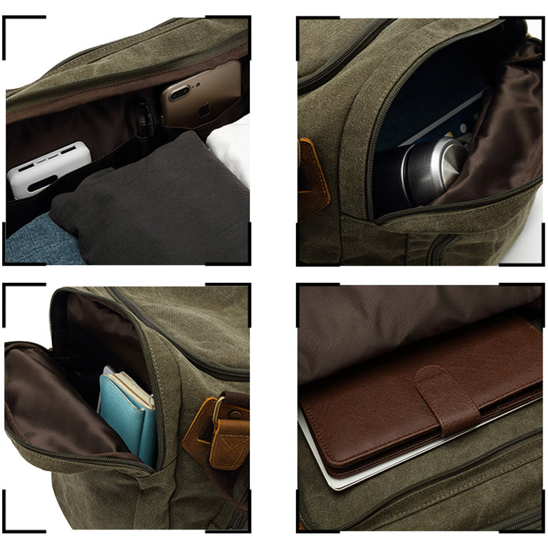 Canvas & Full-Grain Leather Travel Duffle Bag