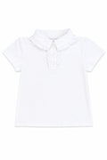 Girls' White Short-Sleeve Ruffle Polo