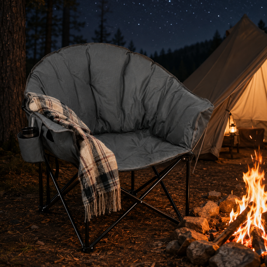 Padded Folding Moon Camping Chair with Carry Bag