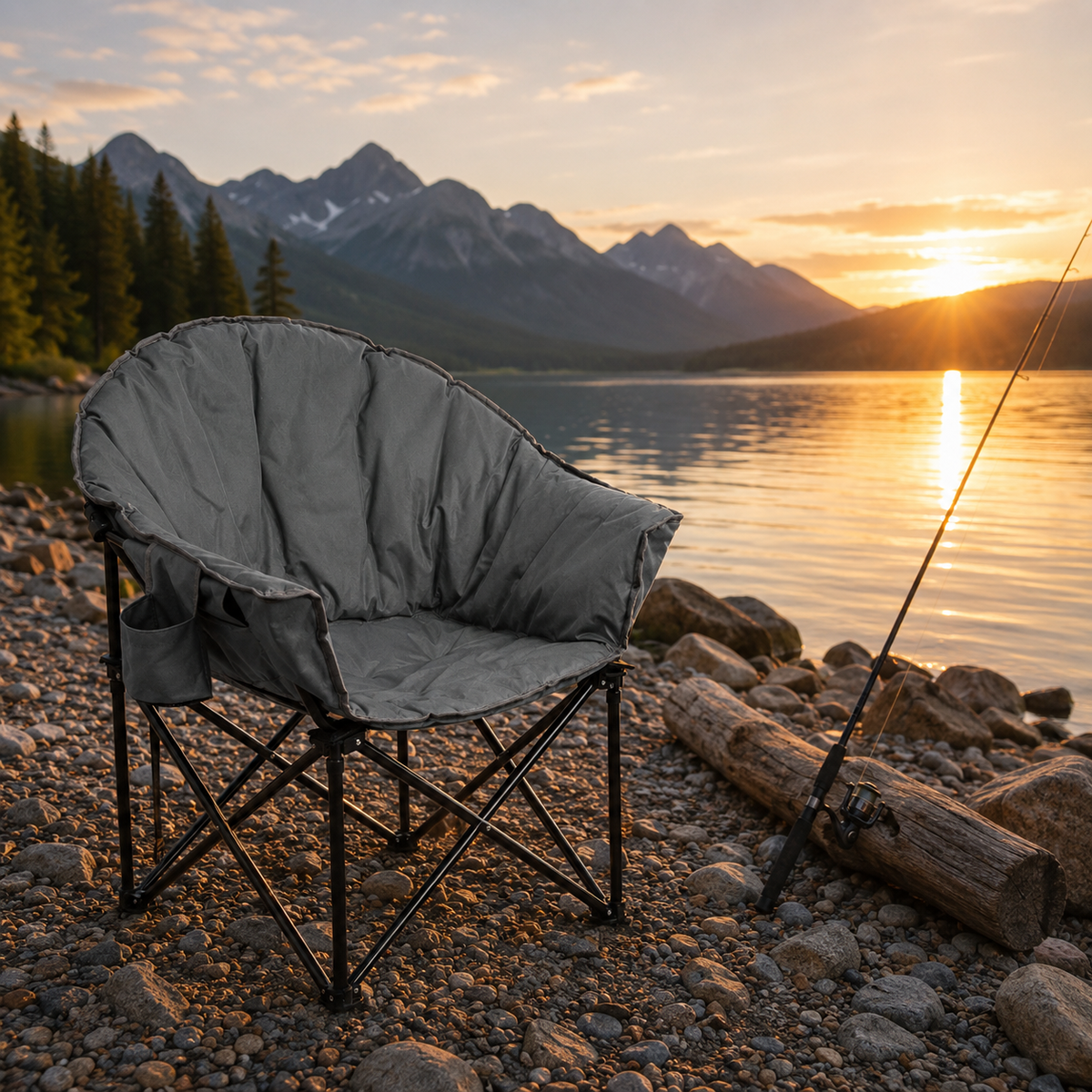 Padded Folding Moon Camping Chair with Carry Bag