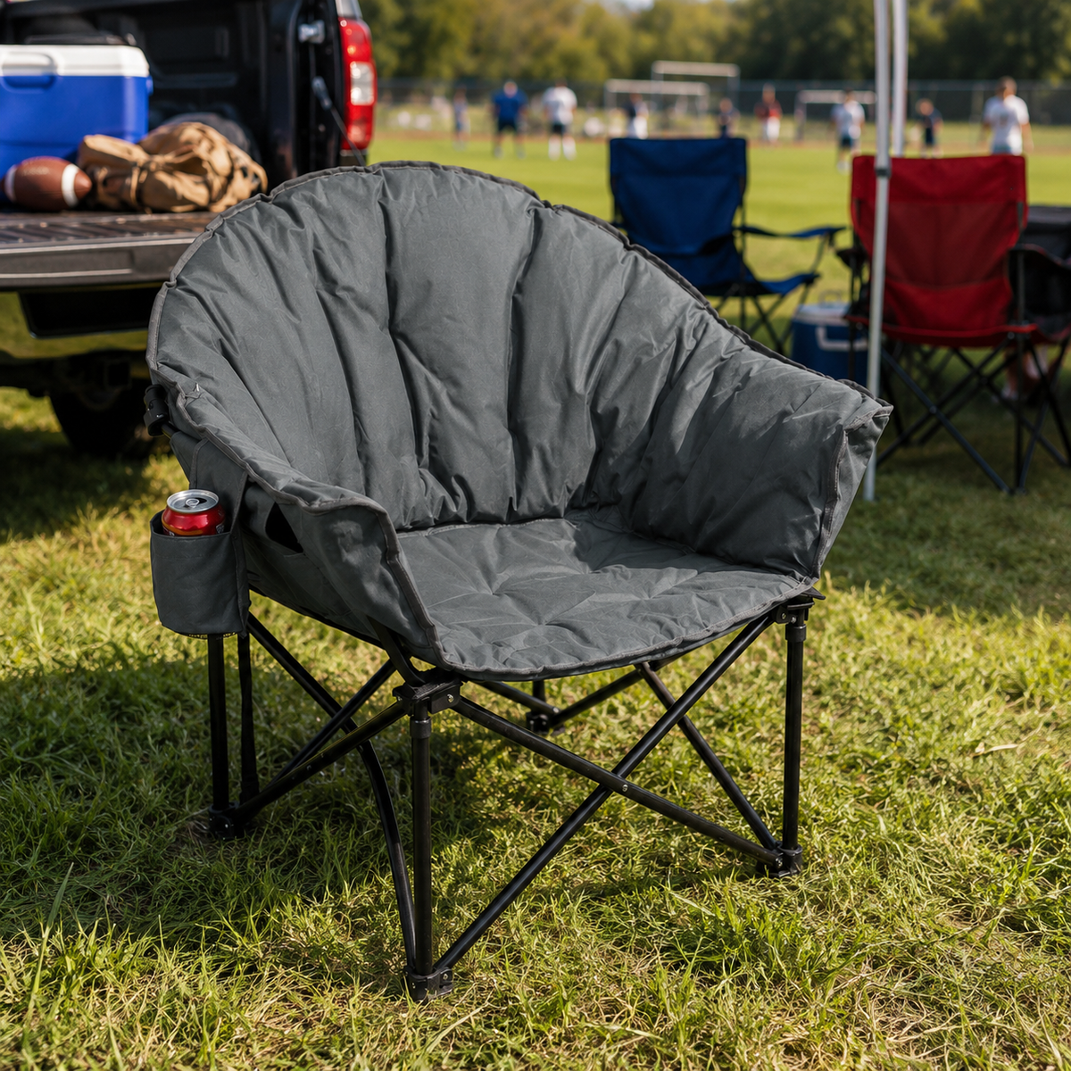 Padded Folding Moon Camping Chair with Carry Bag