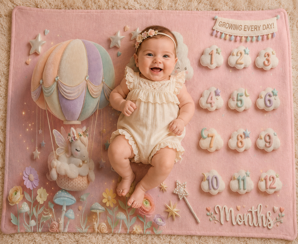 Personalized Unicorn Baby Milestone Blanket with Name
