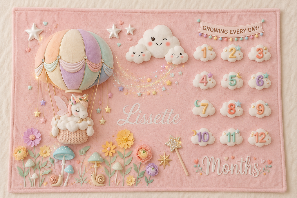 Personalized Unicorn Baby Milestone Blanket with Name