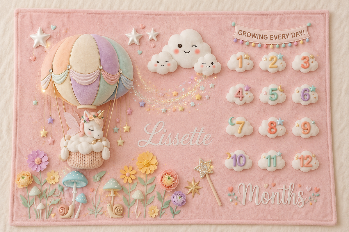 Personalized Unicorn Baby Milestone Blanket with Name