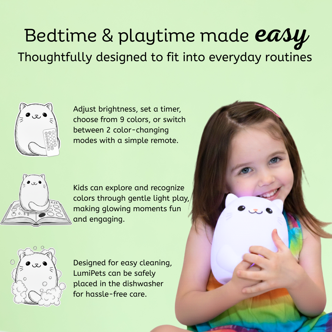 LumiPets Clive the Cat Color-Changing Night Light