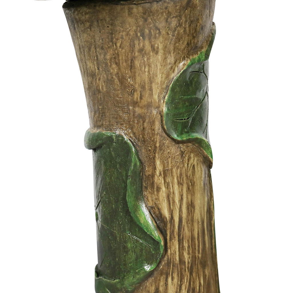 24-Inch Concrete Birdbath – Rustic Carved Trunk