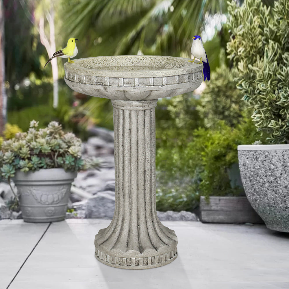 24-Inch Roman Fluted Concrete Pedestal Birdbath