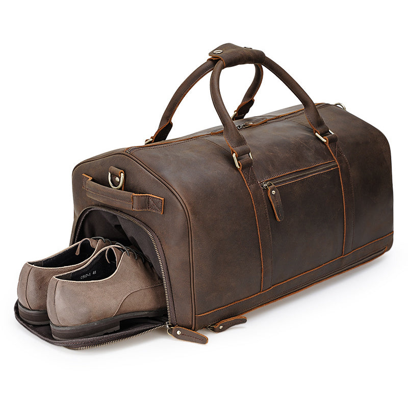 Handmade Crazy Horse Leather Travel Duffle Bag