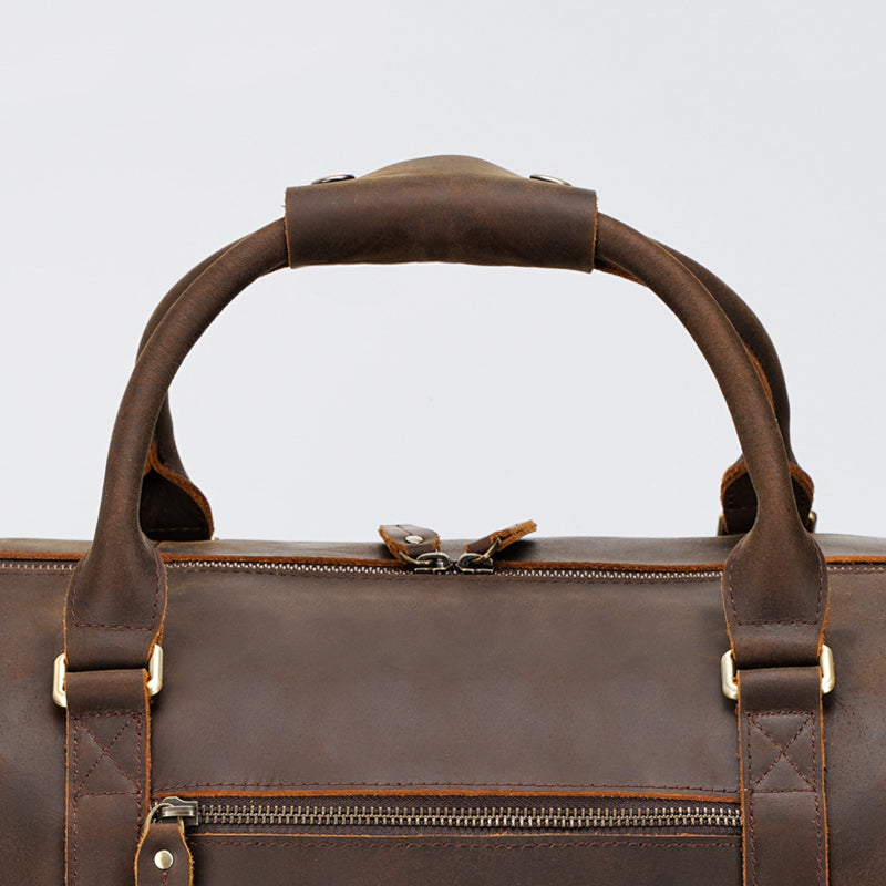 Handmade Crazy Horse Leather Travel Duffle Bag