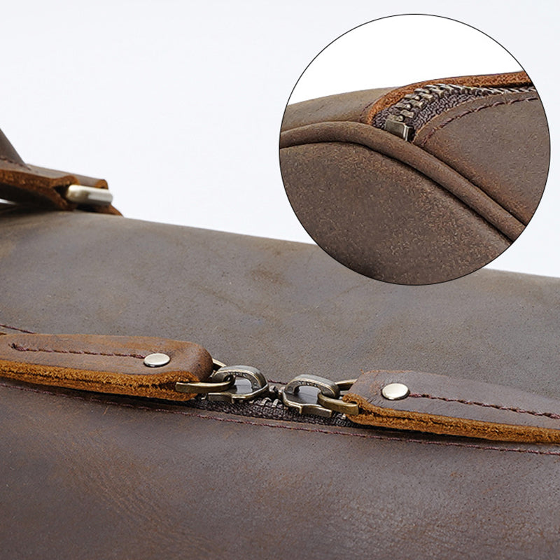 Handmade Crazy Horse Leather Travel Duffle Bag