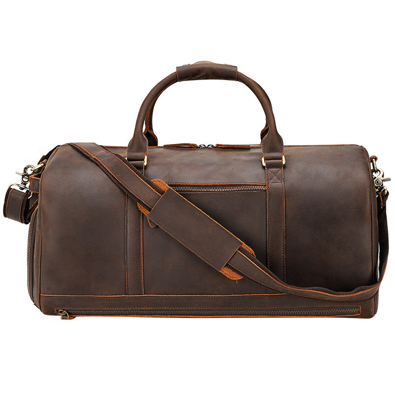 Handmade Crazy Horse Leather Travel Duffle Bag