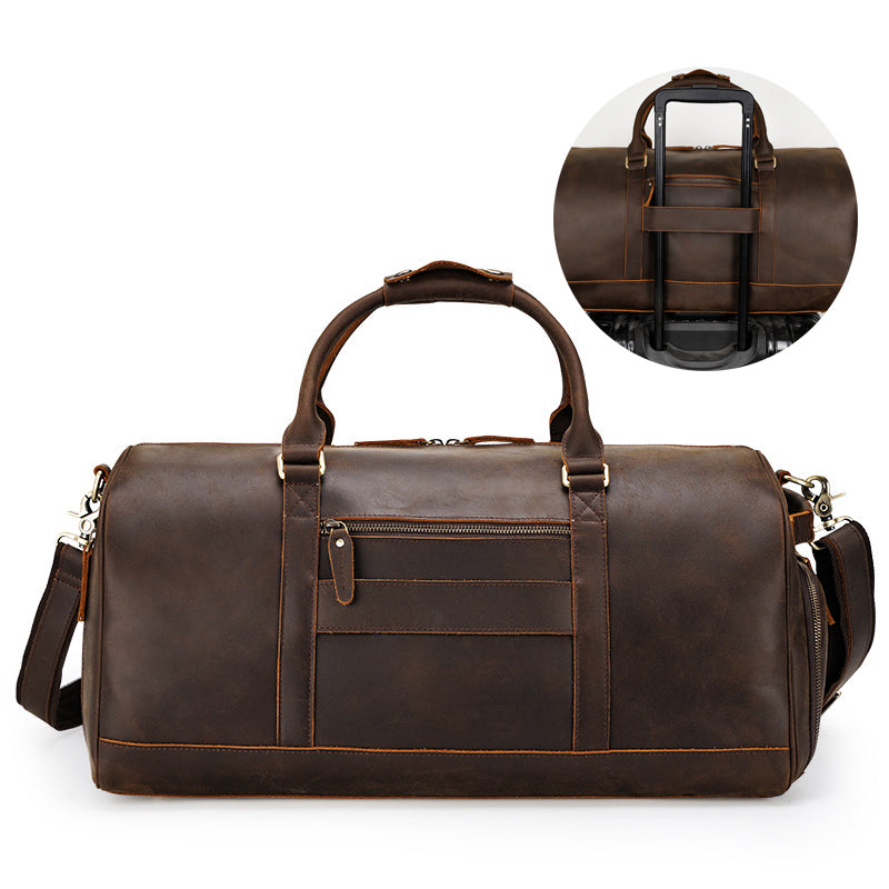 Handmade Crazy Horse Leather Travel Duffle Bag