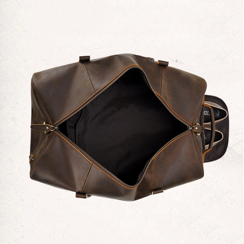Handmade Crazy Horse Leather Travel Duffle Bag